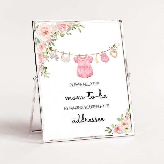 En Sweet Girl Barnkläders Kuvert Station Poster (A Sweet Girl Baby Clothes Baby Shower Envelope Station Sign)
