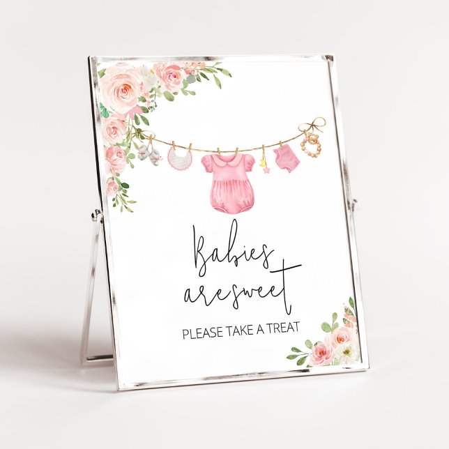 En Sweet Girl Barnkläders Spädbarn är Sweet Poster (A Sweet Girl Baby Clothes Baby Shower Babies are Sweet Sign)