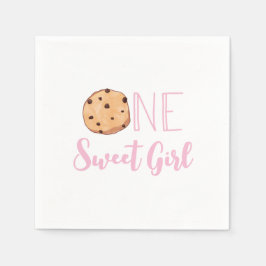 En Sweet Girl cookies och Rosa rand Birthday Pappersservett