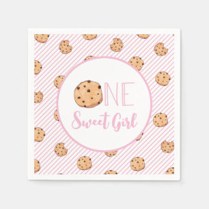 En Sweet Girl cookies och Rosa rand Birthday Pappersservett