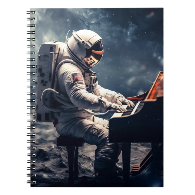 En symfoni för stjärnor | Astronaut Piano i Måne Anteckningsbok (Framsidan)