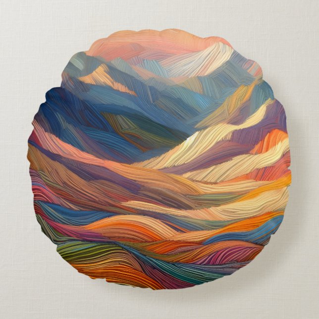 En symfoni med färglöst Mönster Rund Kudde (Framsidan)