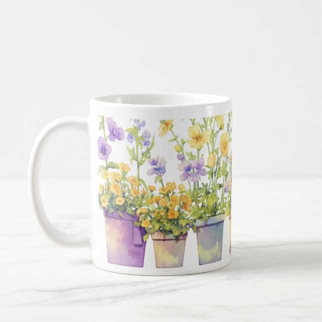 En symfoni med krukblommor kaffemugg (Vänster)