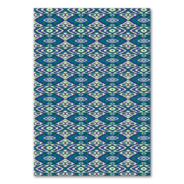 En symmetrisk mönster av blå motiv på en textilvar bordsnummer (Framsidan)