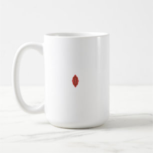 En symmetrisk röd grafik med geometr kaffemugg