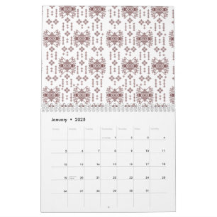 En symmetrisk vit omslutning papper med ett rep kalender