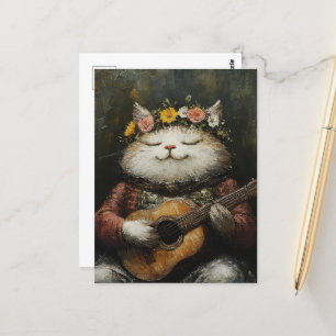 En sympatisk musiker Kattunge Vykort