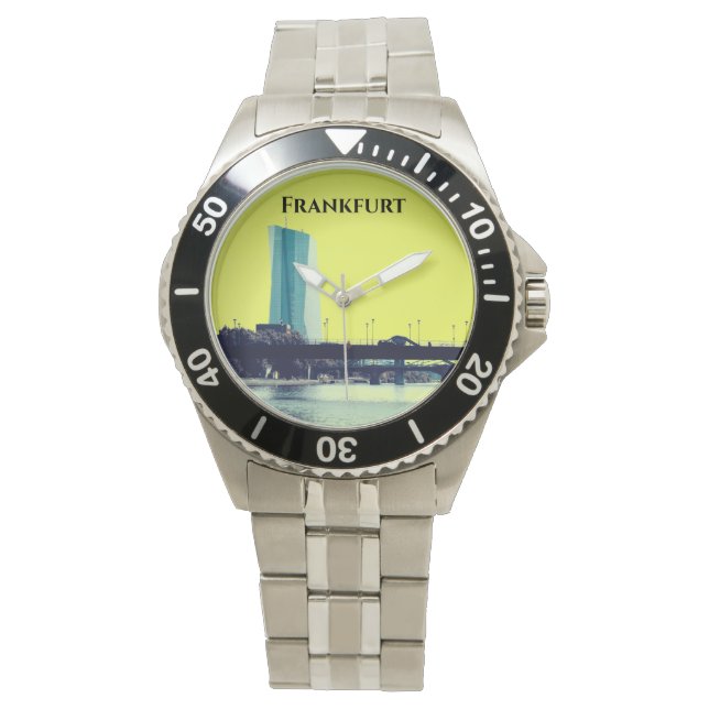 En syn på Frankfurt i Gult och Blue Armbandsur (Framsida)