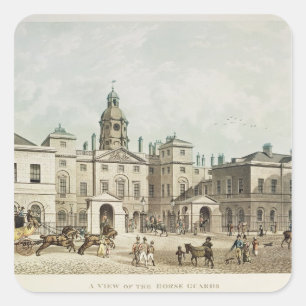 En syn på Horse Guards från Whitehall Fyrkantigt Klistermärke