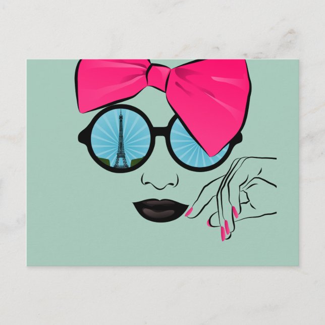 En syn på Paris Oversized Bow Ansikte Vykort (Framsida)