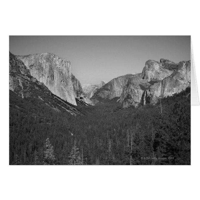 En syn på Yosemitdalen i Yosemite Hälsningskort (Framsidan Horizontal)