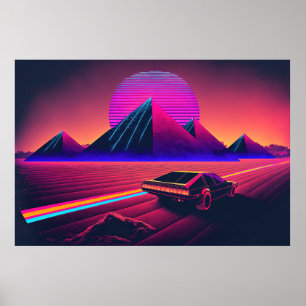 En Synthwave Äventyr genom öknen Poster