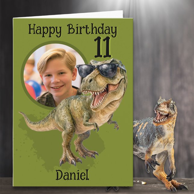 En T-Rex-dinosaur-födelsedagspresentkort för 11-år Kort (Skapare uppladdad)