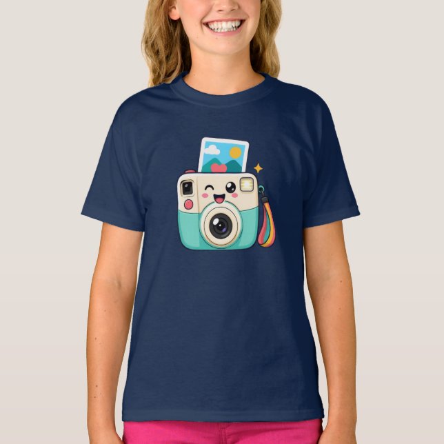 En t-shirt för barn med en glad astronaut-graf (Framsida)