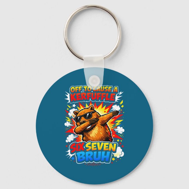 En T-Shirt Retro Capybara Meme Av Orsak Nyckelring (Framsida)