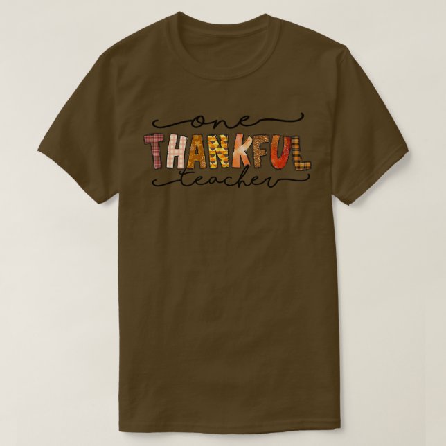 En tack. Lärare, fall Autumn Thanksgiven in T Shirt (Design framsida)