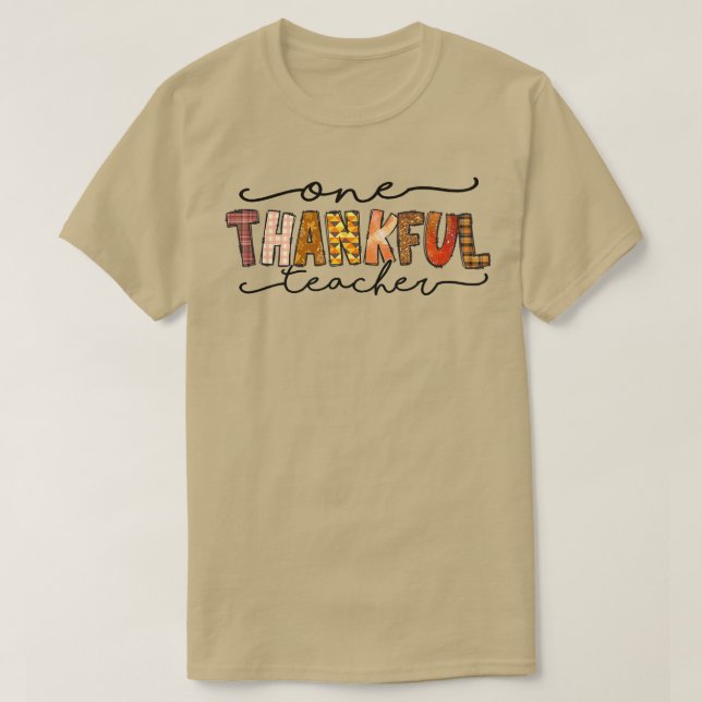 En tack. Lärare, fall Autumn Thanksgiven in T Shirt (Design framsida)