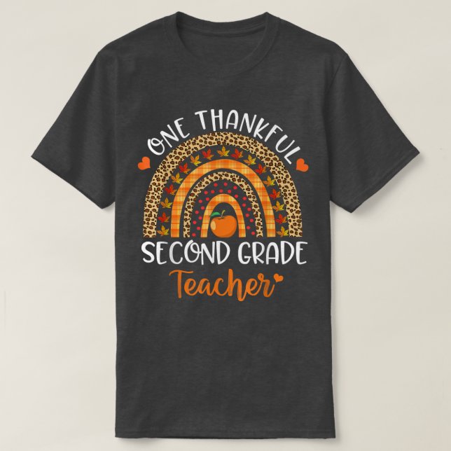 En tacksam andra Klass-lärarThanksgiving Rai T Shirt (Design framsida)