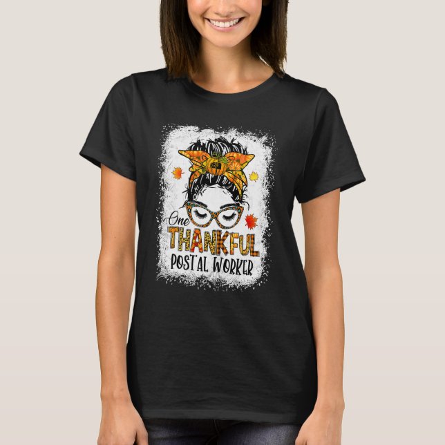 En tacksam brevbärare rödig höstbunt Fall tacksäge T Shirt (Framsida)