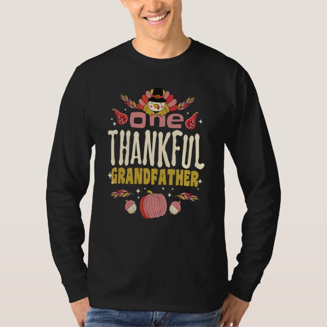 En tacksam farfar höst höst tacksgiving  t shirt (Framsida)