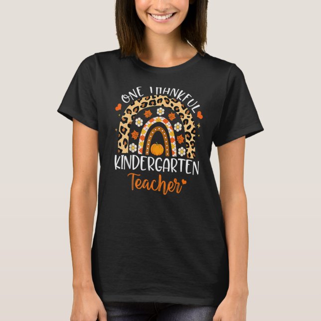 En tacksam Kindergarten LärarThanksgiving Rai T Shirt (Framsida)