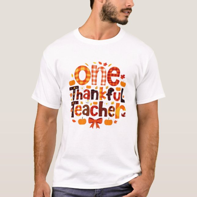 En tacksam lärare Höst tackgivande pumpa T Shirt (Framsida)