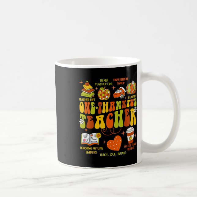 En tacksam lärare Retro Groovy Lärare Thanksgi Kaffemugg (Höger)