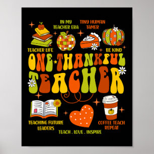 En tacksam lärare Retro Groovy Lärare Thanksgi Poster