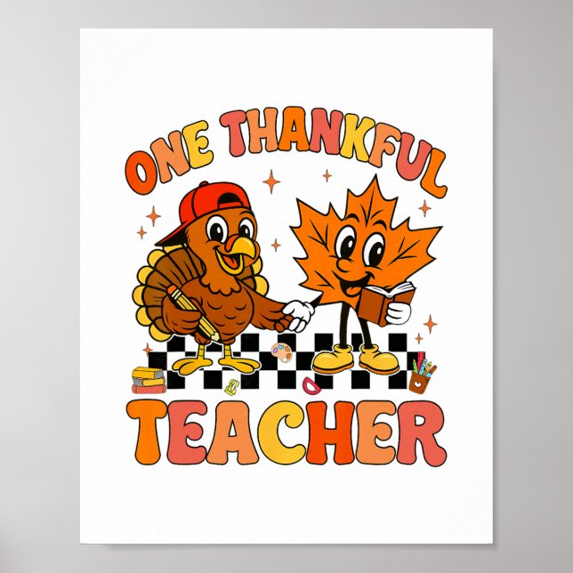 En tacksam lärare tacksgiving kalkon höst jag poster (Framsidan)
