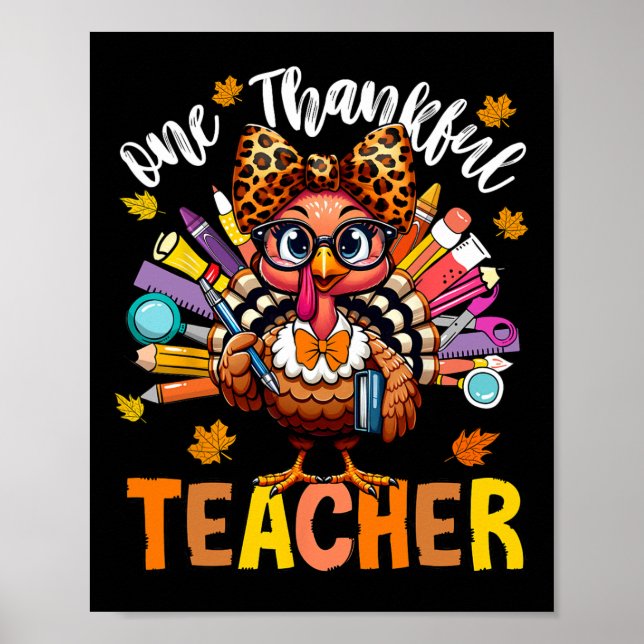 En tacksam lärare Thanksgiving kalkon Söt krita Poster (Framsidan)
