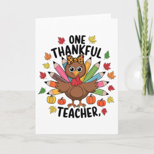 En tacksam lärare Thanksgiving kalkon Söt pumpa Kort