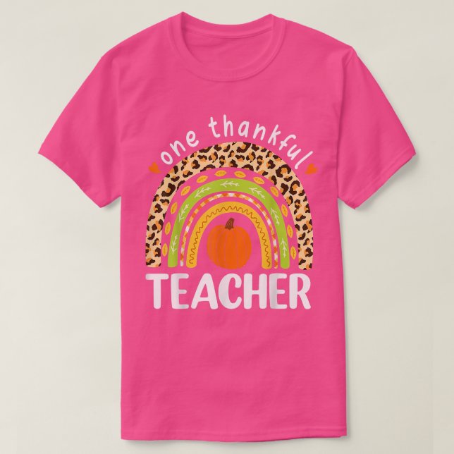 En tacksam lärarThanksgiving Leopard Rainbow T Shirt (Design framsida)