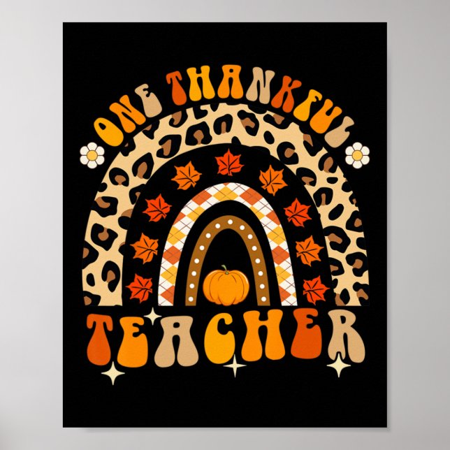 En tacksam lärarThanksgiving Rainbow Leopard Poster (Framsidan)