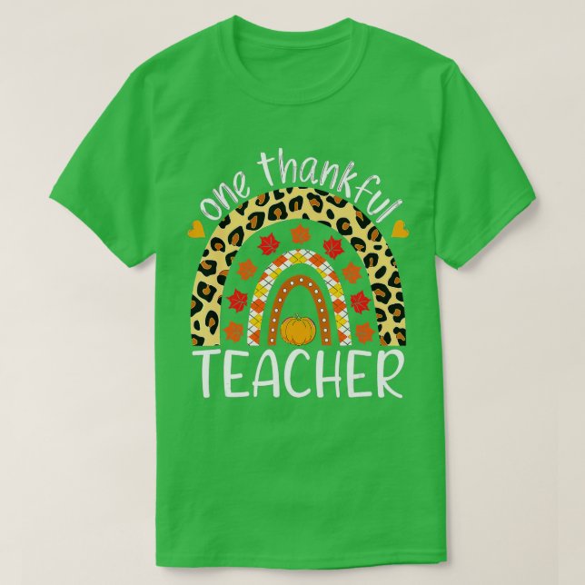 En tacksam lärarThanksgiving Rainbow Leopard T Shirt (Design framsida)