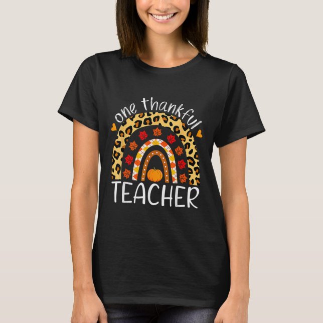 En tacksam lärarThanksgiving Rainbow Leopard T Shirt (Framsida)