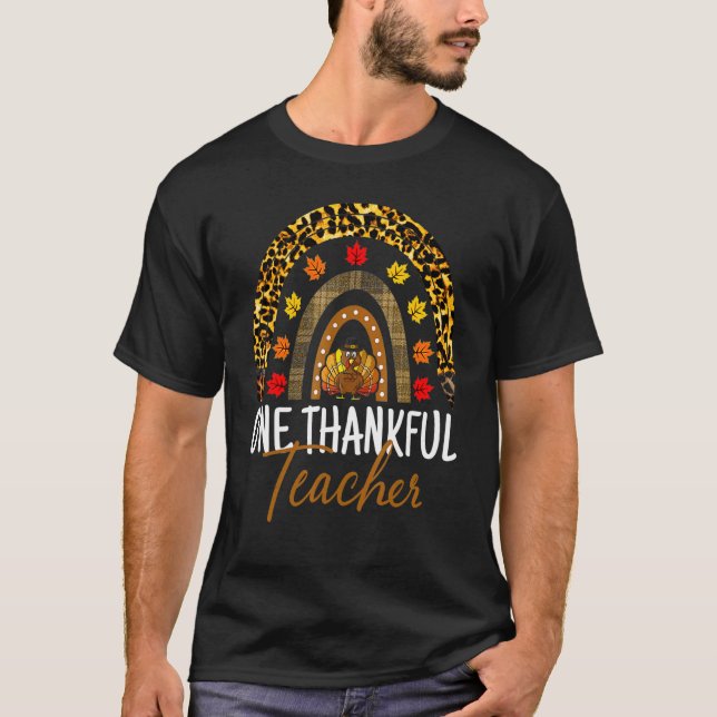 En tacksam lärarThanksgiving Turkiet Rainbow L T Shirt (Framsida)