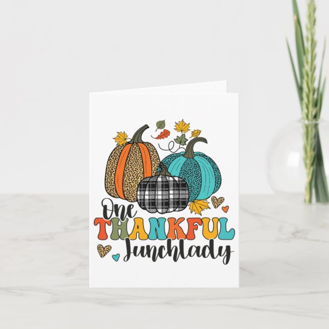 En tacksam Lunch Dam School Pumpkins Thanksgivi Kort (Framsida)