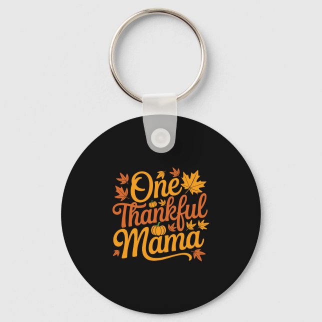 En tacksam mamma höst moder löv Thanksgiving Nyckelring (Framsida)