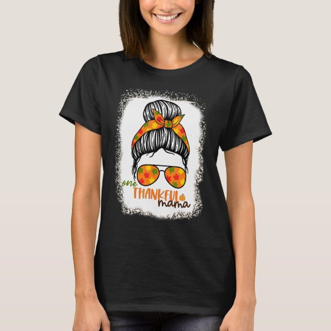 En tacksam Mamma, lös Messy Bun flödar än T Shirt (Framsida)