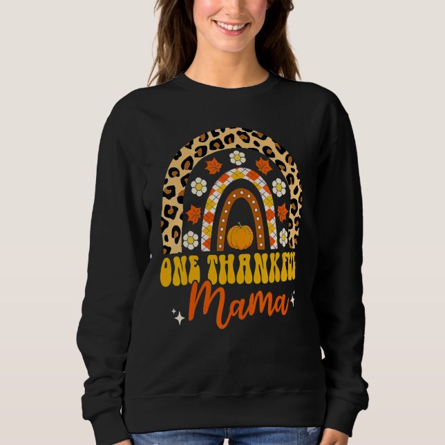 En tacksam mamma regnbåge leopard höst groovy än t shirt (Framsida)