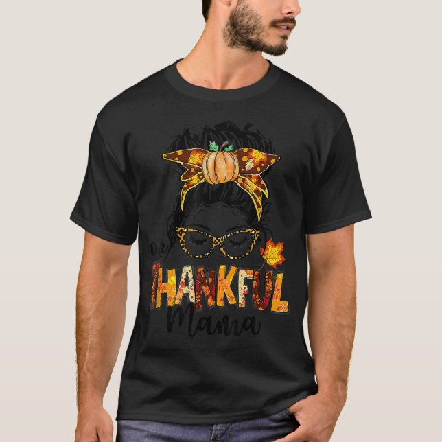 En Tacksam Mamma Rolig Rödig Tofs Höst Autumn Än T Shirt (Framsida)