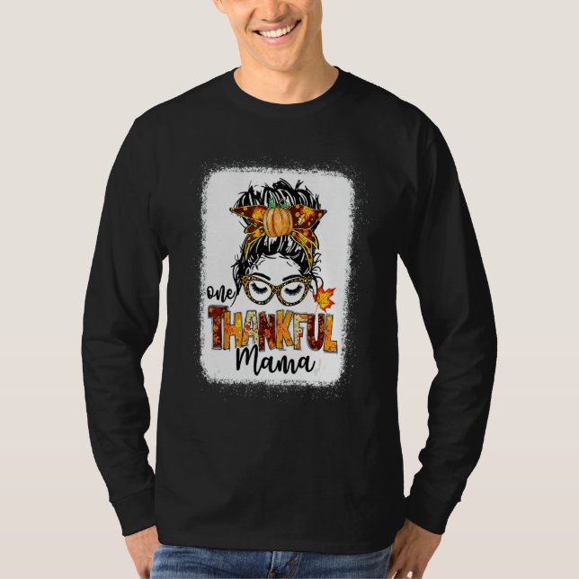 En tacksam mamma röshårsknut höst Thanksgiving T Shirt (Framsida)