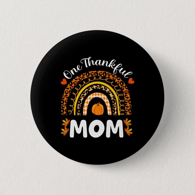 En tacksam Mamma Thanksgiving Rainbow Fall Leopard Knapp (Framsida)