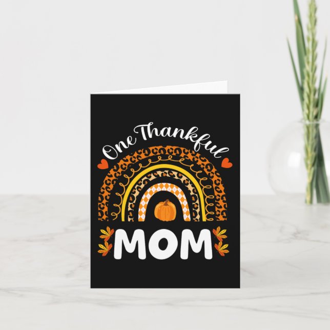 En tacksam Mamma Thanksgiving Rainbow Fall Leopard Kort (Framsida)