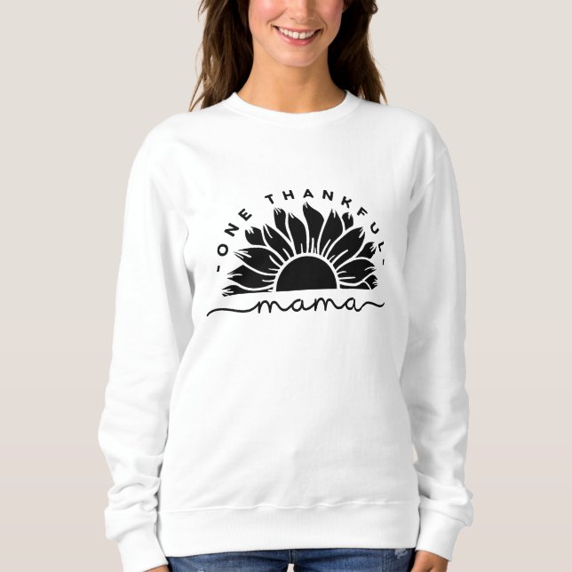 En tacksam Mamma Typography Sweatshirt T Shirt (Framsida)