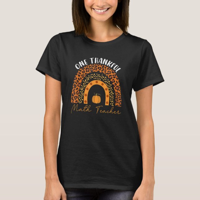 En tacksam matematiklärare Rainbow Leopard Groovy  T Shirt (Framsida)