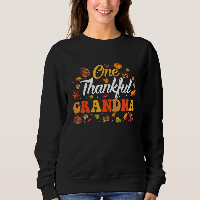 En tacksam mormor Kalkon Höst Löv Fall Tha T Shirt (Framsida)