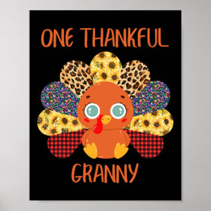 En tacksam mormor Kalkon Mormor Familj Tackgivelse Poster