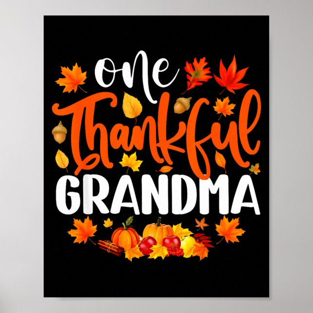 En tacksam mormor Rolig höst Thanksgiving Poster (Framsidan)