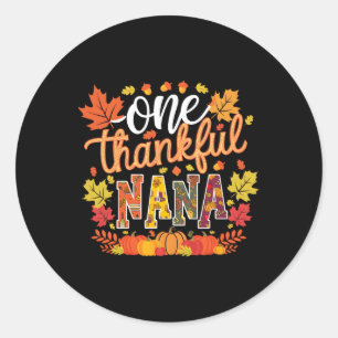 En tacksam mormor Roliga löv höst Thanksgiving Runt Klistermärke
